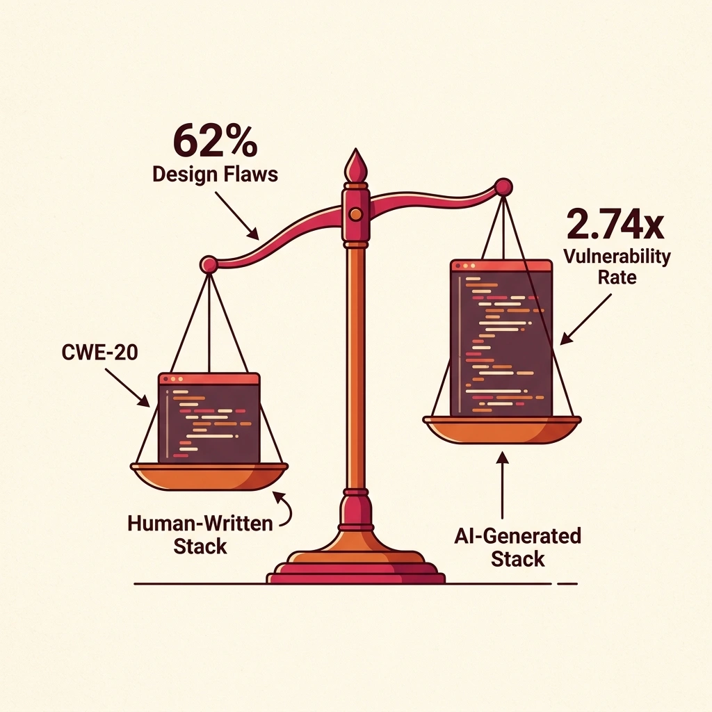 Infographic illustrating AI Code Generation Risks: What the Tools Produce from AI Coding Assistant Security: Codex vs Claude 