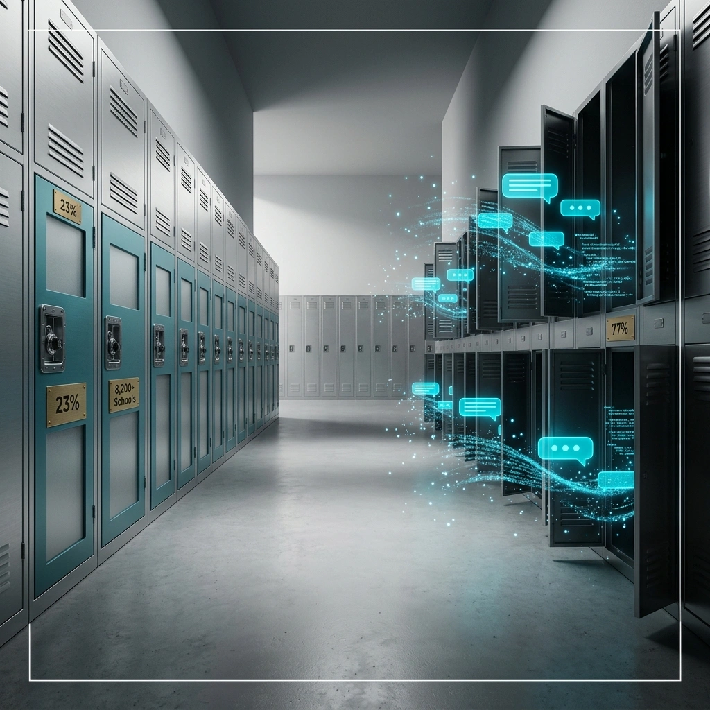 Infographic illustrating Classroom AI Governance Is Mostly Missing from AI Education Tools Fail the Student Safety Test