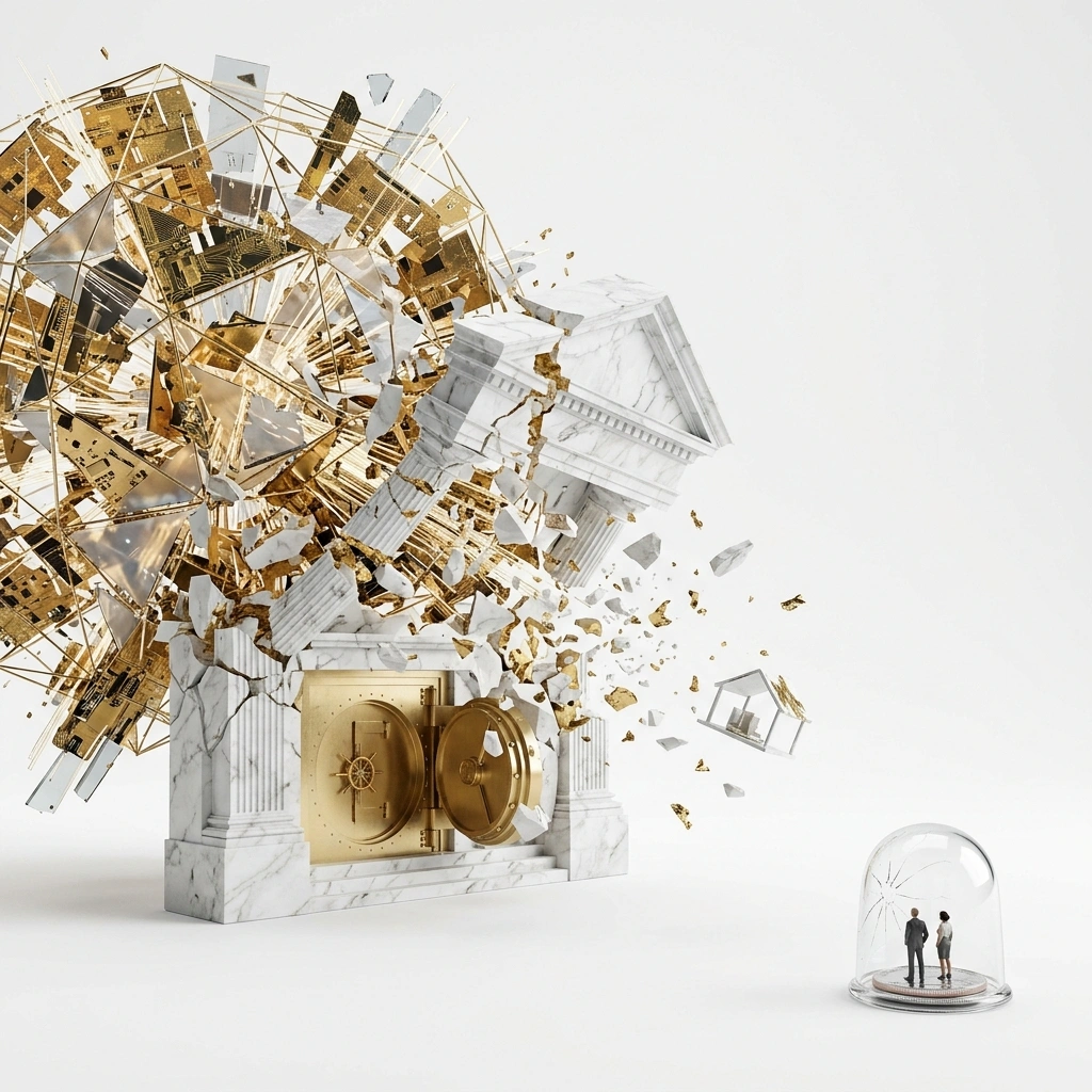 Bold infographic displaying 40% AI project cancellation statistic with supporting metrics on fraud exposure and production failure rates.