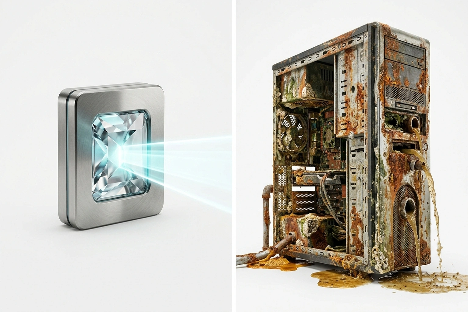 Vintage fuel pumps comparing 256K and 1M token costs, showing $6.39 versus $1.38 cost per retrieval with 78.3% and 93% accuracy beakers