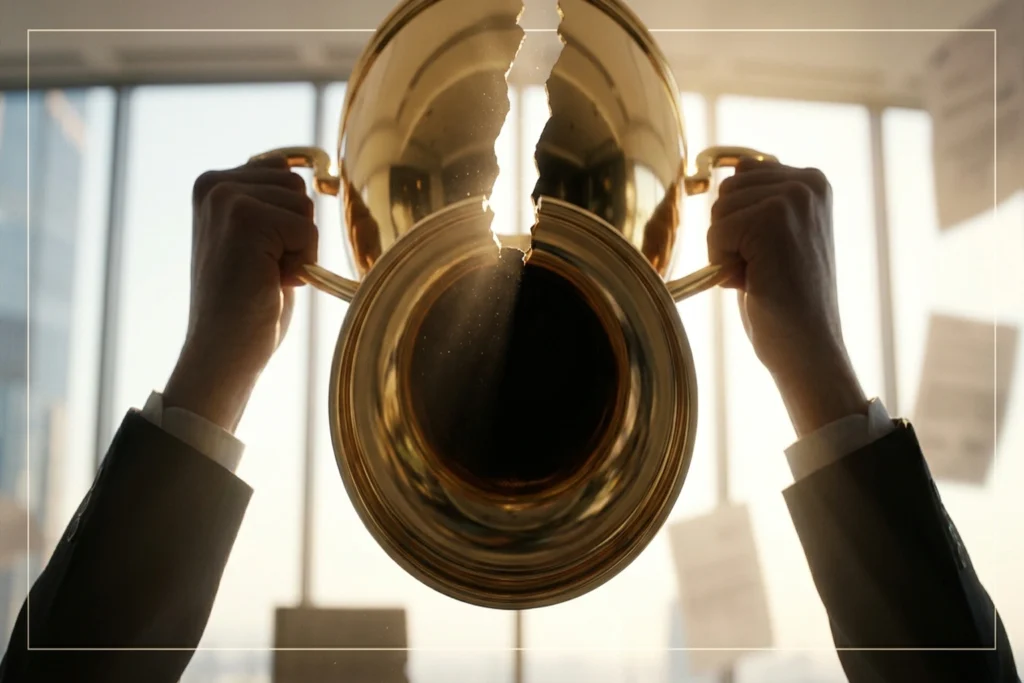 cracked governance trophy with hollow 68-point void for Shadow AI Costs $21K Per App: The 3:1 Ratio Nobody Tracks evoking ...