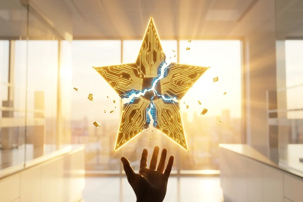 A circuit-board GitHub star cracking apart along its own conductive traces for Langflow RCE Exploited Again — 20 Hours, No...