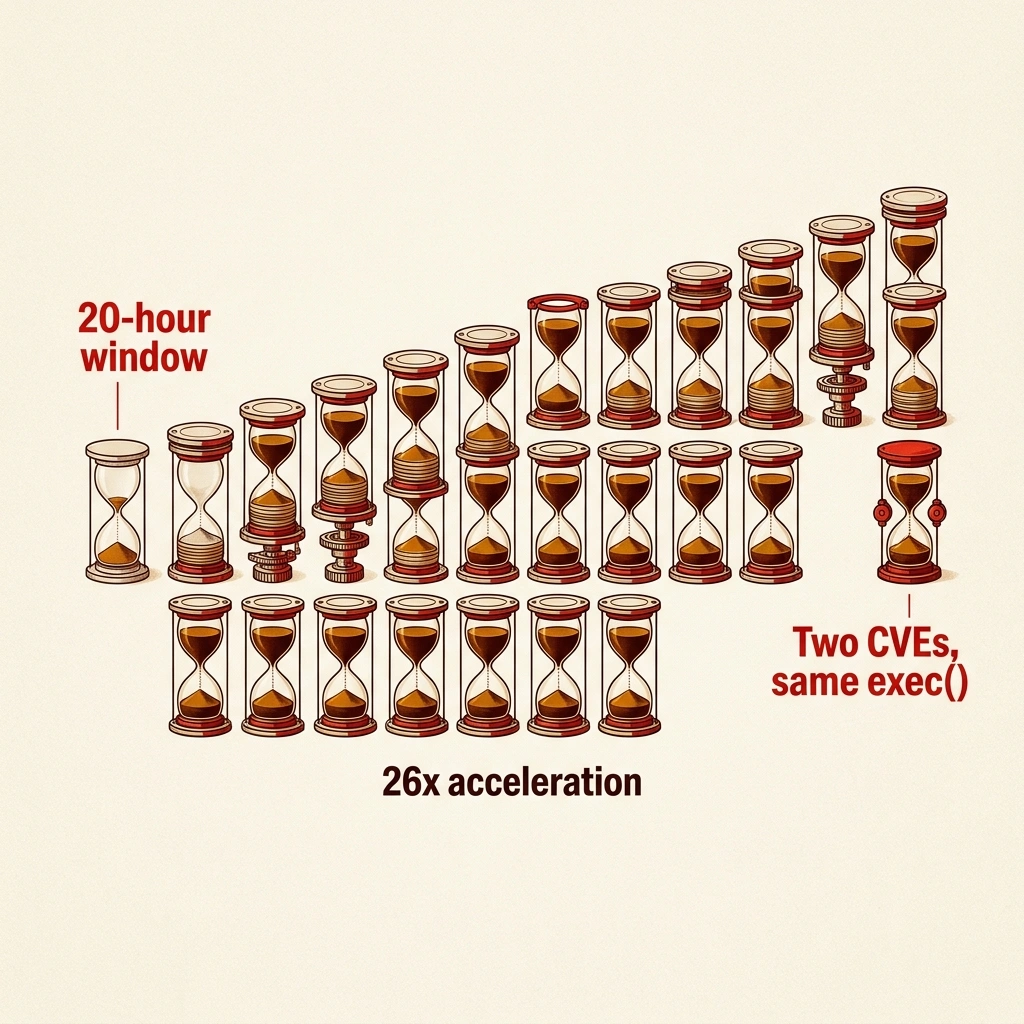 Infographic illustrating Not Just Fast — Structurally Certain from Langflow RCE Exploited Again — 20 Hours, No PoC, Creds Sto