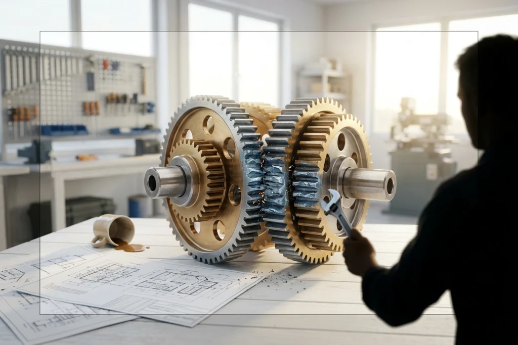 A split-personality gear mechanism with graph-style gears on one side and crew-style parallel gears on the other, 4 of 10 ...