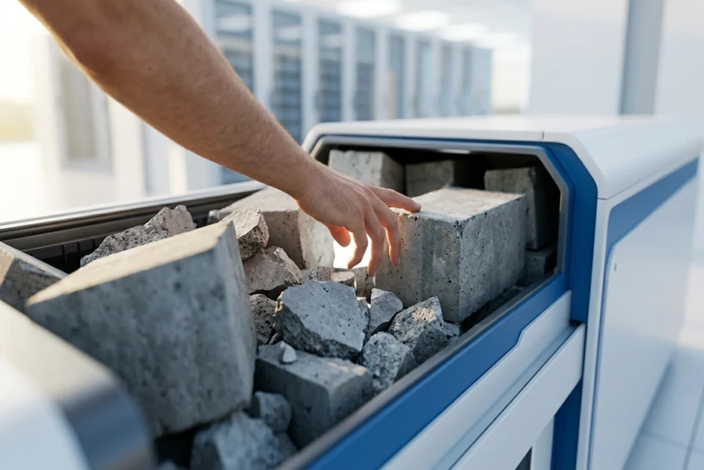 futuristic memory bank packed with concrete leaving a tiny empty sliver for Your 128K Context Window Drops to 76K Usable e...