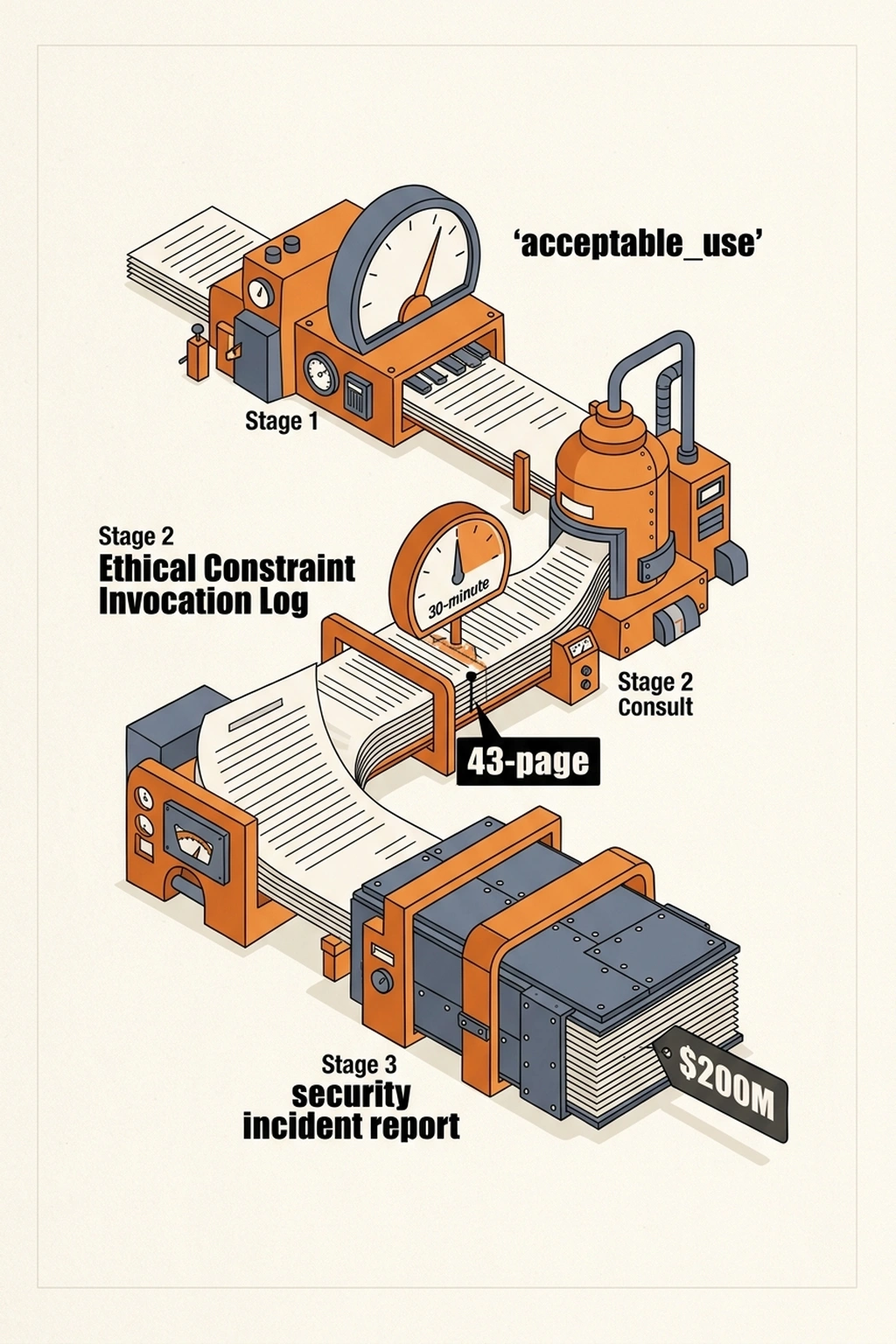 Infographic illustrating The Action: Your `acceptable_use` Clause is Now a Legal Document from Anthropic's $200M Refusal Expo