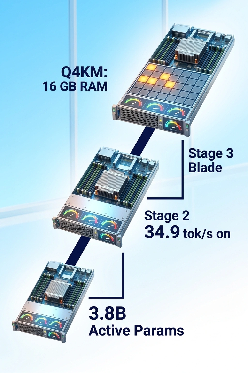 Infographic illustrating Hardware Requirements by Model Size from Run Gemma 4 Locally: 3.8B Speed, 26B Knowledge