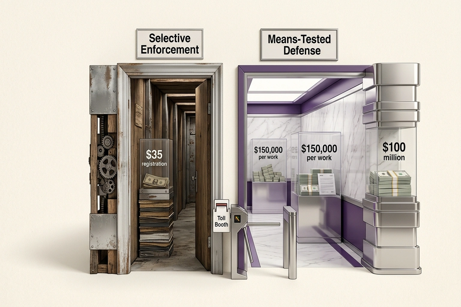 Infographic illustrating The Strongest Objection: Rational Risk Allocation from Disney Gets Paid For AI. You Get Nothing.