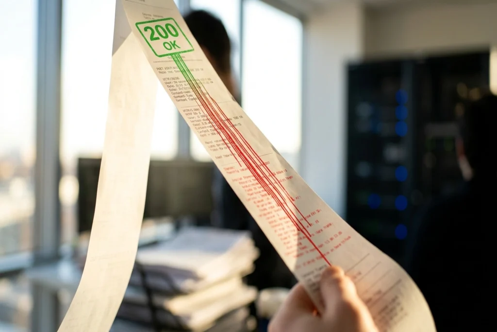 a 200-OK receipt that bleeds red trace spans downward for Build a RAG Pipeline With LangChain + ChromaDB That Works evokin...